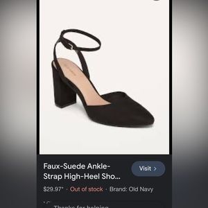 Old navy faux suede strappy ankle closed toe heels black 7